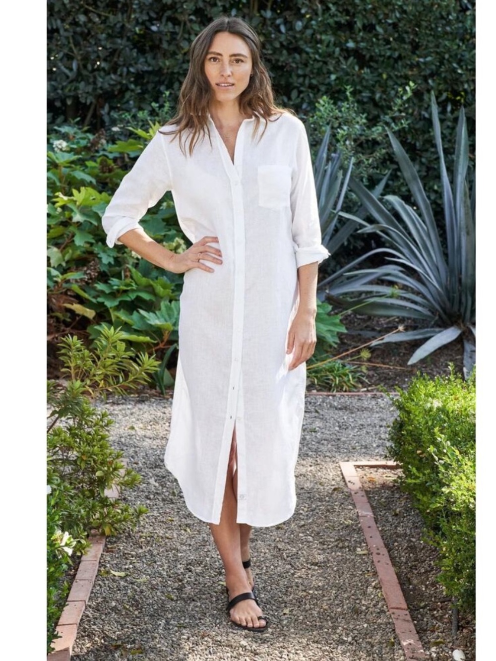 Frank & Eileen Rory maxi shirtdress white linen